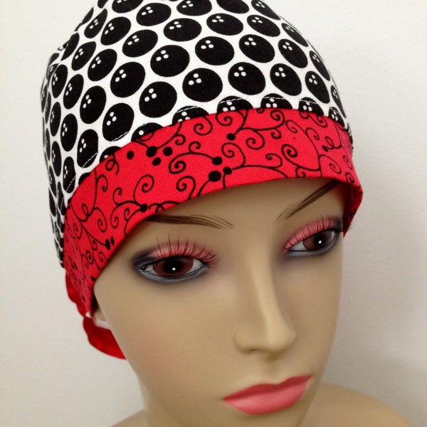 Women's Ponytail Surgical Scrub Hat - Bowling