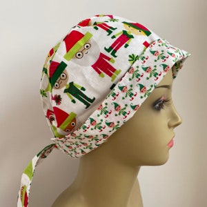Women's Medical Scrub Cap - Santa’s Helpers - Pixie Style