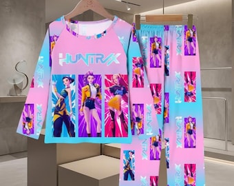 Kpop Demon Hunter Girls Pajama Set – Cartoon Long Sleeve Cotton Sleepwear (Autumn)