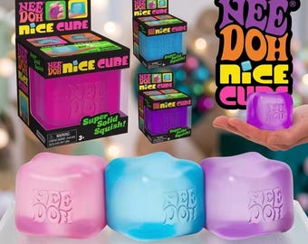 Nee-doh Nice Cube Sensory Fidget Toy, Super Solid Squishy Stress Relief, Anxiety Calming Cube