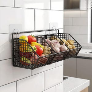 Wall Mounted No-Drill Food Storage Basket – Kitchen Organiser