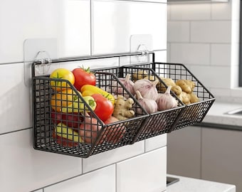 Cesta de almacenamiento de alimentos sin taladro de pared: organizador de cocina