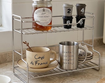 2 Tier Stainless Steel Storage Rack | Freestanding Kitchen & Bathroom Organiser