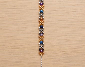 Handmade Blue Tiger’s Eye Amethyst Bracelet – Hawk’s Gemstone Jewelry, Third Eye Chakra