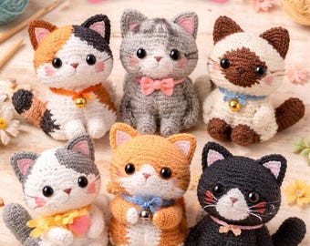 Realistic Cats pattern | Amigurumi Cat Crochet Pattern Bundle 6 (PDF Download)