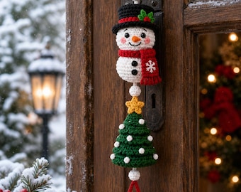 Crochet Pattern PDF Snowman Door Hanger | Amigurumi Christmas Tree Ornament Pattern | Holiday Garland DIY