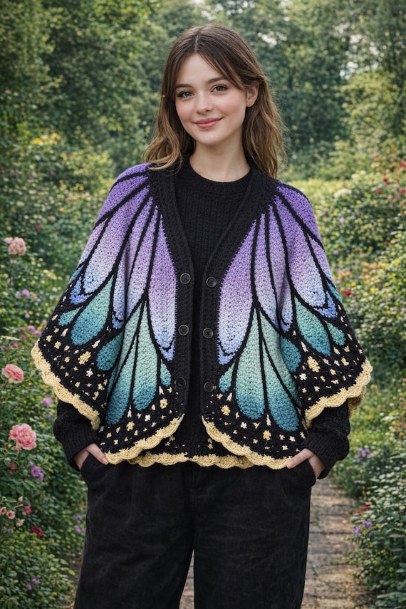 Butterfly Cardigan Crochet Pattern PDF | Nature-Inspired Crochet |Wing Sweater