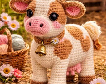 Crochet Amigurumi  Realistic  Cow Pattern PDF | Amigurumi Farm Animal Tutorial | Spotted Cow Plush Pattern | Detailed  | DIY Crochet Toy