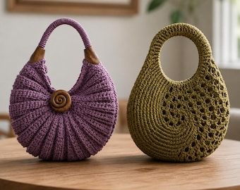 Unique Crochet Bag Pattern Bundle PDF | Luna Bloom & Verdant Spiral Bags | Modern Boho Purse Pattern | Instant Download