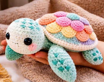 Amigurumi  Turtle Pattern  Crochet PDF Download Stuffed Baby Animal Plushie Easy Beginner Friendly