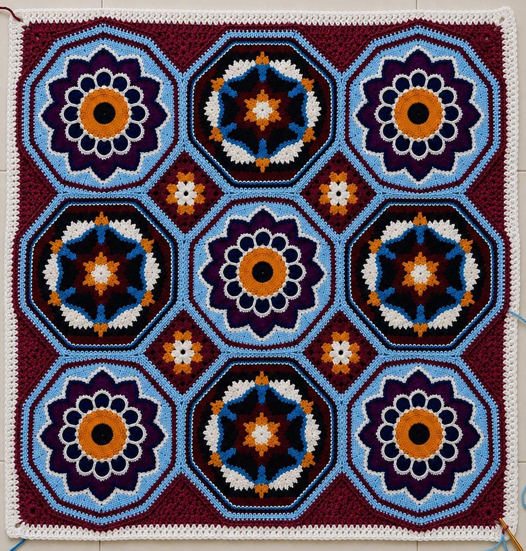 Mandala style crochet blanket pattern - Etsy 日本
