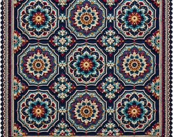 Crochet Blanket Pattern Midnight Mosaic PDF | Afghan Tile Inspired  | Boho Mandala Crochet Throw | Luxury Heirloom Crochet Pattern