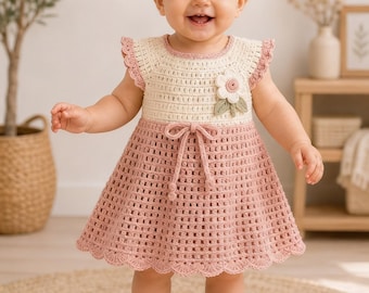 Crochet Baby Dress Pattern PDF, Beginner Friendly Baby Girl Dress, Easy Crochet Pattern 0-18 Months, Daisy Baby Dress, Instant Download