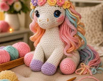 Amigurumi  Unicorn Crochet Pattern PDF | Amigurumi Unicorn Toy | Cute Crochet Animal Plush | Beginner Crochet Pattern | DIY Gift Toy