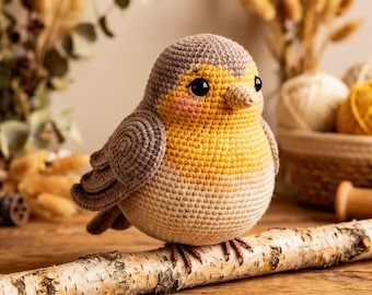 Amigurumi  Bird Crochet Pattern | Golden Chest Plush Bird PDF Tutorial | Easy Beginner Friendly | English