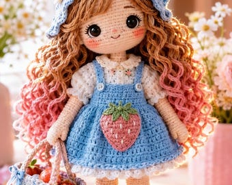 Amigurumi Crochet Doll Pattern, Cute Girl Doll PDF, Easy Beginner Pattern, Pink Dress Toy, Handmade Gift Idea, Instant Download