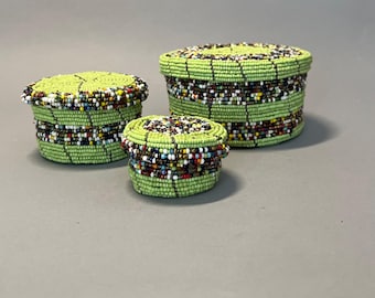 East African beaded nesting baskets
