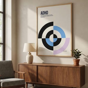 ADHD-muurkunst – Dopamine, Bauhaus-afdruk uitvoerende functie (afdrukbaar)