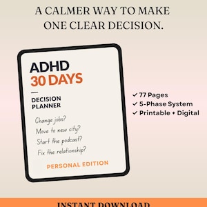 30-Day ADHD Personal Decision Planner (Interactive, Printable PDF)