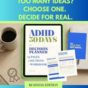 ADHD Business Decision Planner — 30-Day Guided Workbook (Printable, Digital PDF)