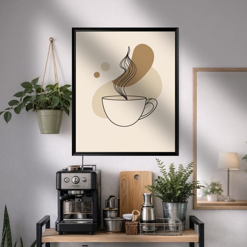 coffee-cup-line-art-wall-art-coffee-bar-decor-backlit-framed-night