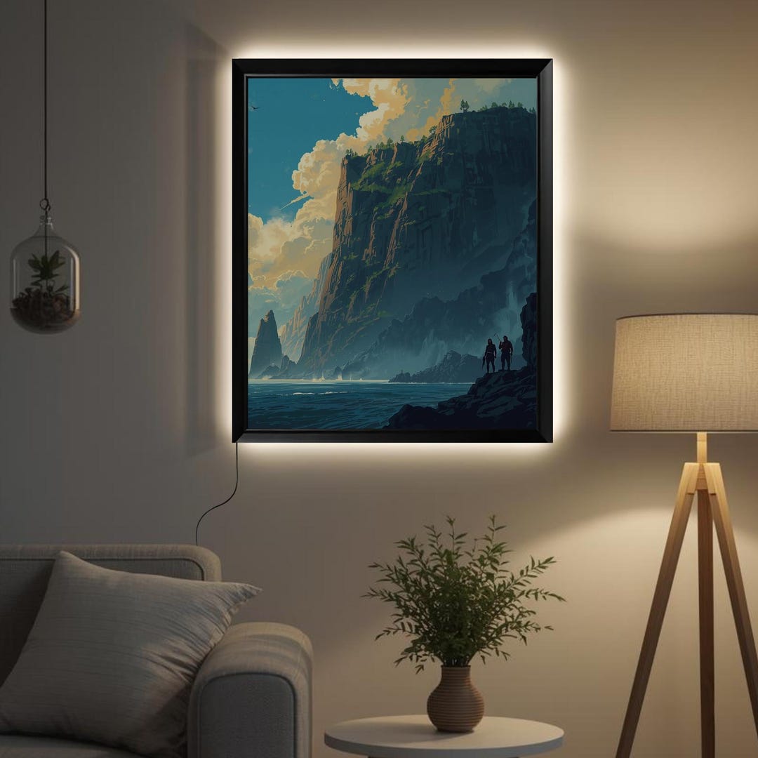 Dramatic Coastal Cliffs Ocean View LED Backlit Frame Wall Art - Etsy