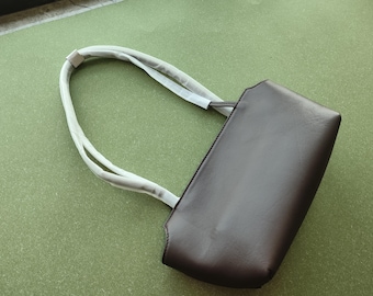 Genuine Leather Mini Tote Bag, Small Shoulder Handbag, Silver Hardware