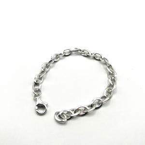 Bracciale a maglie ovali in argento sterling 925, 6 mm, 19,5 cm