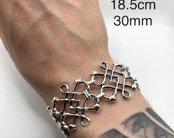 Kalevala Lieto Bracelet Sterling Silver Vintage Finnish Lattice Bangle Scandinavian Jewelry Unique Birthday Gift Her Statement Piece