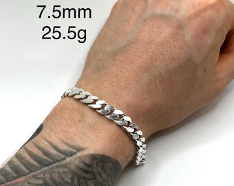 Sterling Silver Curb Link Bracelet Modern Heavy 925 Chain Men Women Unisex Jewelry Unique Birthday Gift Statement Piece
