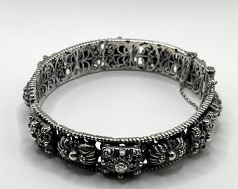 Vintage 813 Silber Armreif Armband Verziert Filigrane Klapp Armreif Antik Schmuck Retro Geschenk Für Sie Breite 13 mm Solide 5,9 cm Innendurchmesser