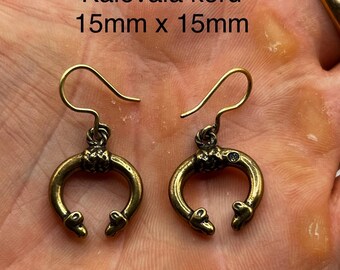 Kalevala Hirvenpää Earrings Vintage Bronze Finnish Elk Head Dangle Scandinavian Jewelry Unique Birthday Gift Her Statement Piece