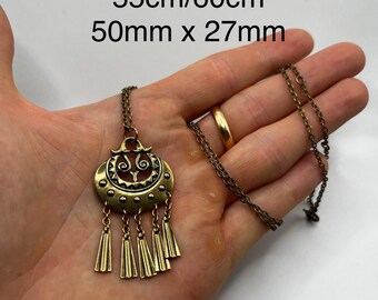 Kalevala Kuutar Necklace Small Bronze Vintage Finnish Moon Pendant Scandinavian Jewelry Unique Birthday Gift Her Statement Piece