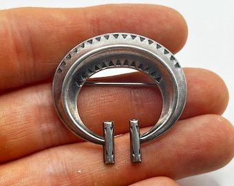 Kalevala Sterling Silver Hevosenkenkäsolki Brooch Vintage Finnish Modernist Horseshoe Pin Scandinavian Jewelry Unique Birthday Gift Her