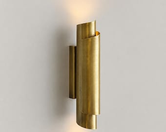 Handmade Mid Century Modern Brass Wall Sconce | Luxury Minimalist Wall Light | Designer Bedroom and Hallway Lighting Fixture