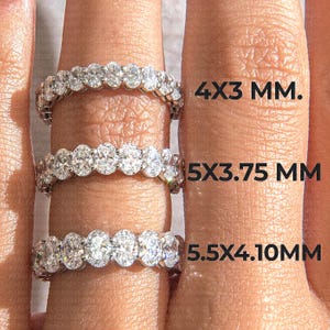 Oval Lab Grown Diamond Eternity Band Yellow Gold Shared Prong Wedding Ring Vertical Anniversary Bridal Stacking