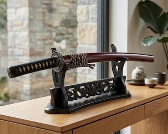 木製刀剣立てディスプレイ｜伝統的な侍刀ホルダーラック