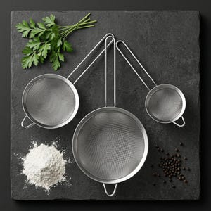 Fine Mesh Strainer Set for Professional Home Cooking and Minimalist Kitchen Organization