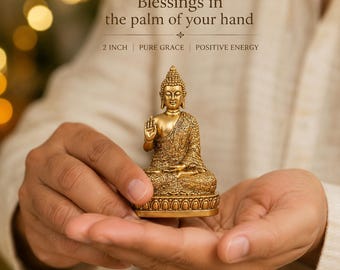 Handcrafted Gold Finish Buddha Statue | Meditative Figurine for Peace, Positivity Home Decor