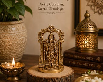 Tirupati Balaji Idol Statue | Brass Finish Venkateswara Murti, Spiritual Temple Decor