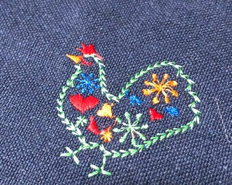 Juego de servilletas de tela bordadas/pollos/cabaña/casa de campo/sureña/vintage