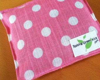 Owie bags, boo boo, Ouchie Bags, Natural Hot/Cold Therapy Packs Flaxseed filled pink polka dots