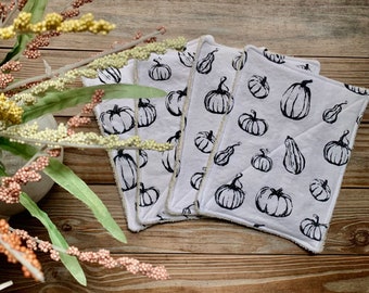 Wipes Towels Reusable Paperless Flannel pumpkins Set of 4