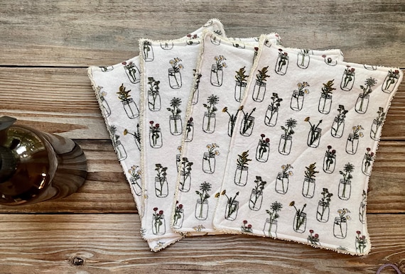 washing cleaning cloths Towels Reusable mason jar flowers Set of 4