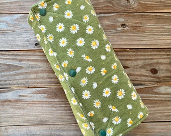 Zero waste Paperless Towels flowers green daisy 2 ply Set of 6 or 8