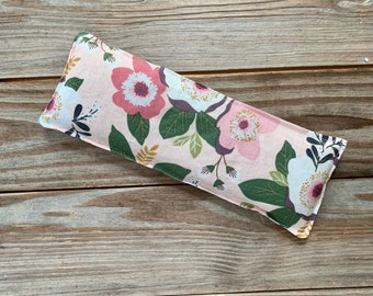 Therapy Pack Flaxseed filled  Natural hot cold eye pillow flowers pink