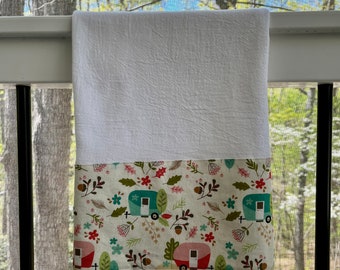 Tea Towel Vintage Camper Sack Natural Kitchen Riley Blake fabric