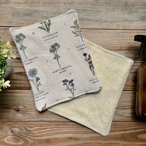 washing cleaning cloths Towels Reusable Herbs flowers 2 ply Set of 4