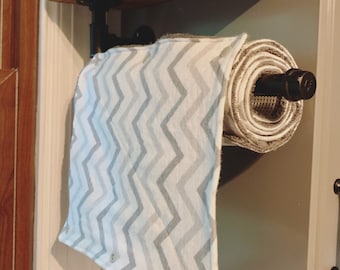 Paperless Cleaning Towels Chevron Flannel and Terry Cloth Set of 10