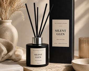 Silent Glen Reed Diffuser | Luxury Home Fragrance | Black Reed Diffuser | Quiet Luxury Decor | Boutique Hotel Inspired Scent